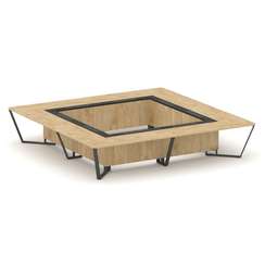 Steel Meet Стол переговорный квадратный KMK-PR.B.SP-20K2 Тиквуд Светлый/Графит Глянец/Металл Антраци