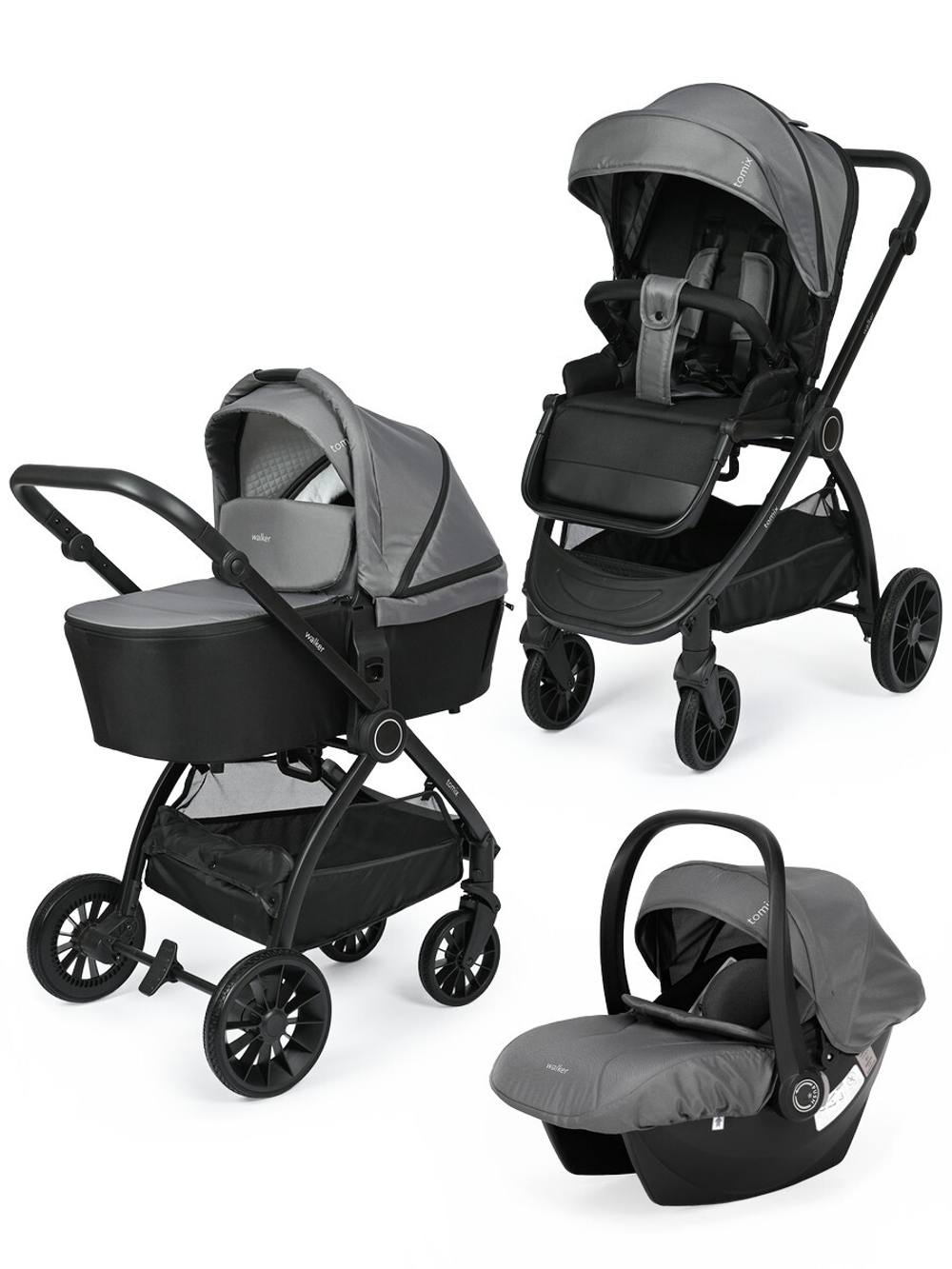 Детская коляска 3 в 1 Tomix Walker Grey
