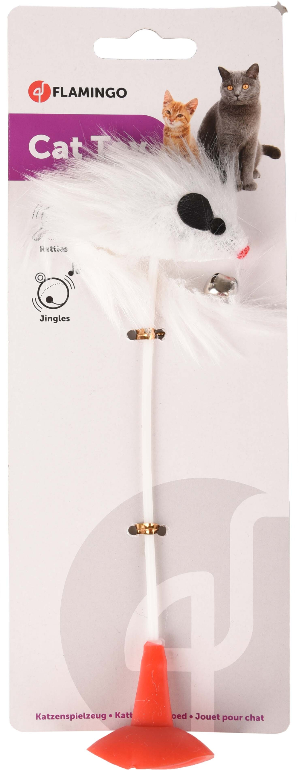 Игрушка для кошек "Мышь с колокольчиком", на присоске, Flamingo