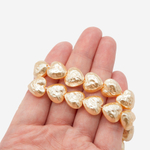 Хрустальный жемчуг в форме сердечек с бороздками, бежевый 12мм