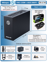 Внешняя видеокарта EGPU Wikingoo T4K3, ASUS 3060Ti 8Gb. Thunderbolt 3/4.