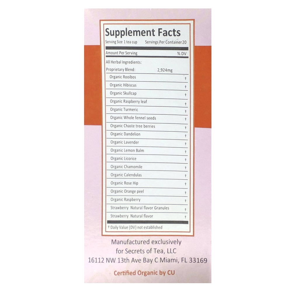 Secrets of Tea, Be Gone Fruits, органический чай с ПМС, без кофеина, 20 чайных пакетиков, 40 г (1,41 унции)