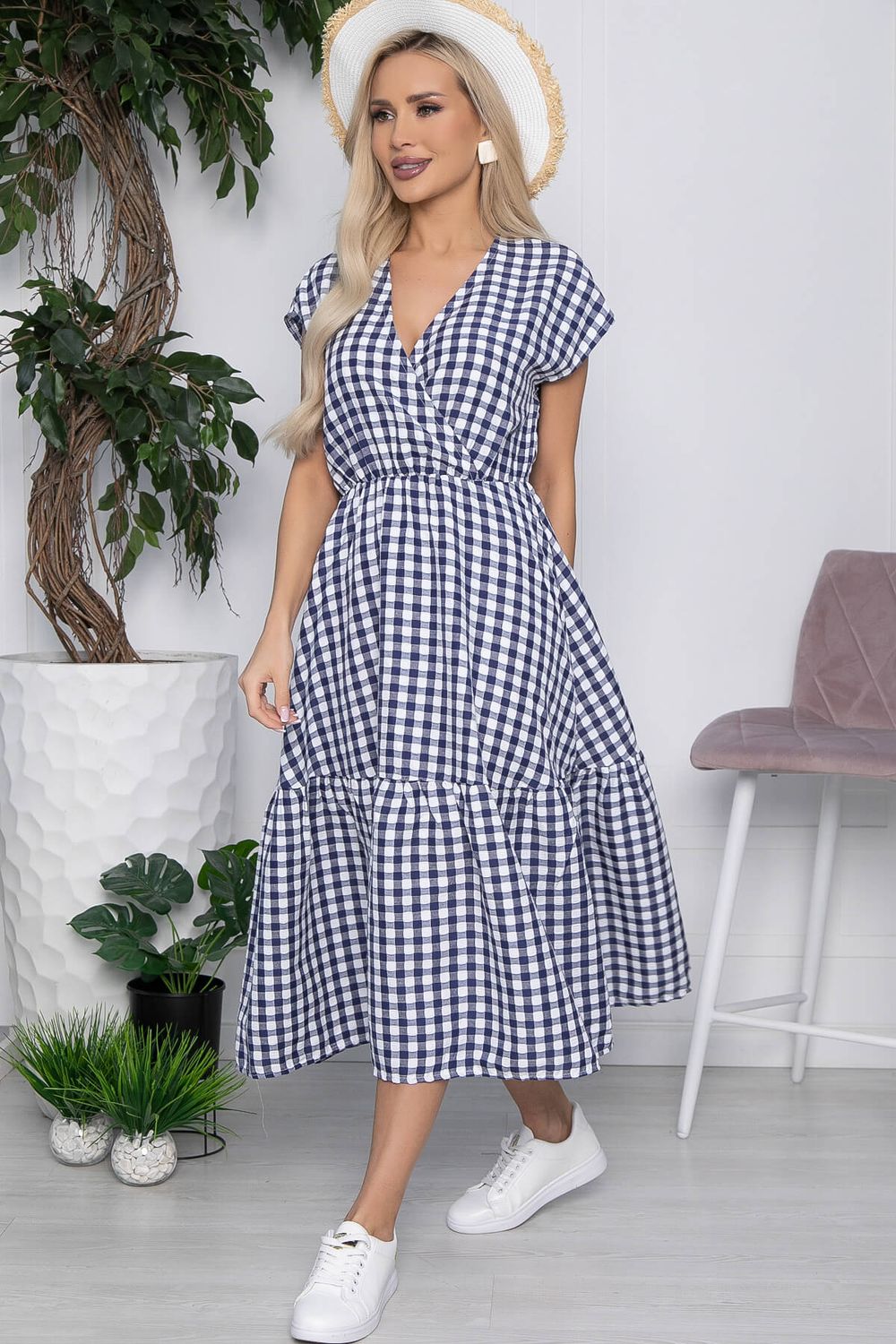 Платье Коста-Рика темно-синее в клетку П10449 LT Collection