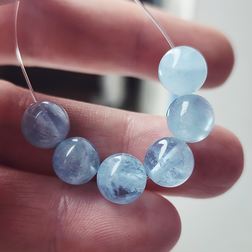Аквамарин, природный, высокое качество, шар ~ 8мм, штучно