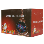 Электрогирлянда LED цвет. 180 ламп, 14м, 8 р.миг, прозрач. провод, кор