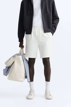 ZARA ШОРТЫ КОМФОРТНОЙ ПОСАДКИ, ЖЕЛТОВАТО-БЕЛЫЙ