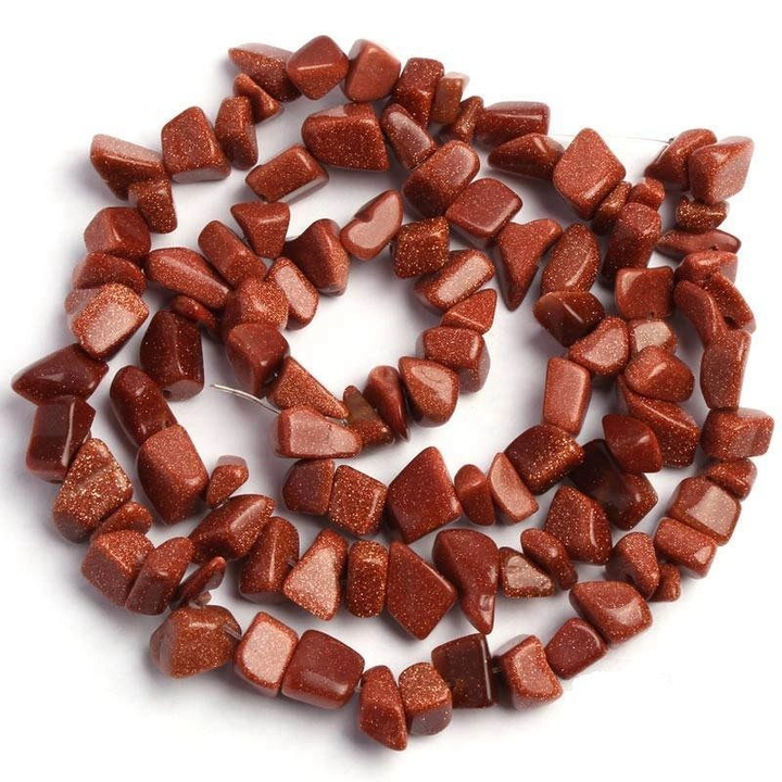 Бусы Авантюрин коричневый, крошка крупная, 80 см