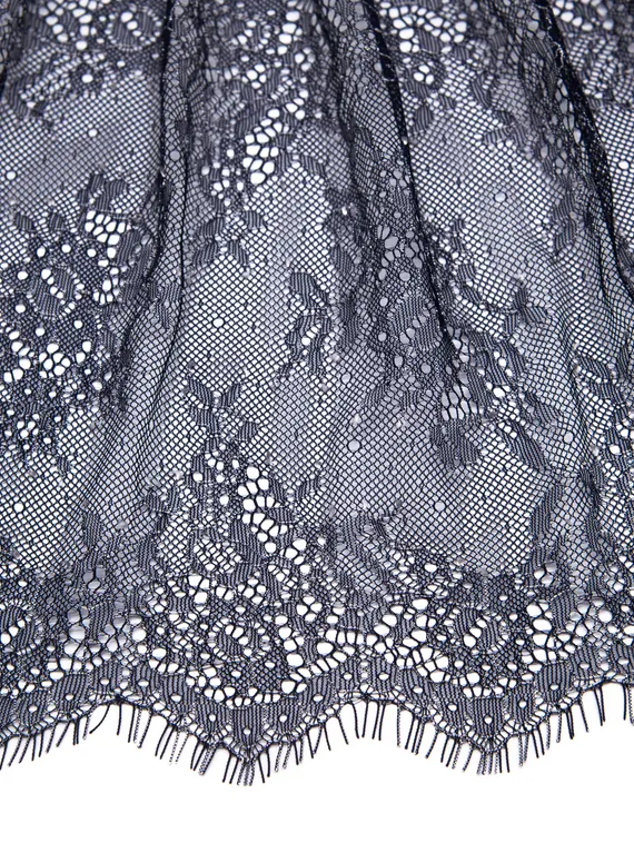 01-11 Кружево шантильи, 23 см, синий/айвори