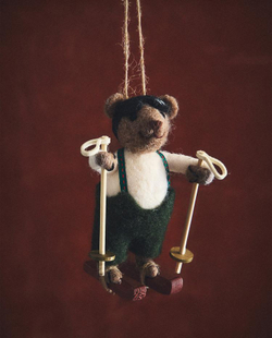 ZARA HOME ЕЛОЧНОЕ УКРАШЕНИЕ ИЗ ФЕТРА "МЫШОНОК-ЛЫЖНИК", КОРИЧНЕВЫЙ