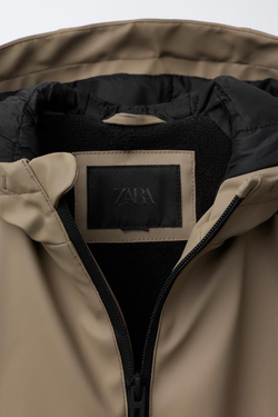 ZARA ПРОРЕЗИНЕННЫЙ ДОЖДЕВИК WATER RESISTANT, СЕРО-КОРИЧНЕВЫЙ