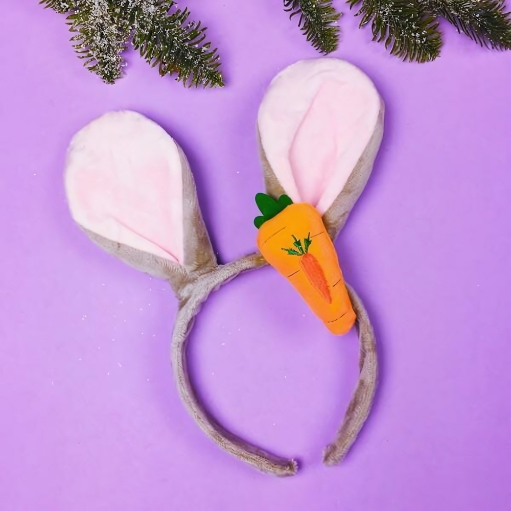 Ободок карнавальный "Зайчик с морковкой" (Серпантин)