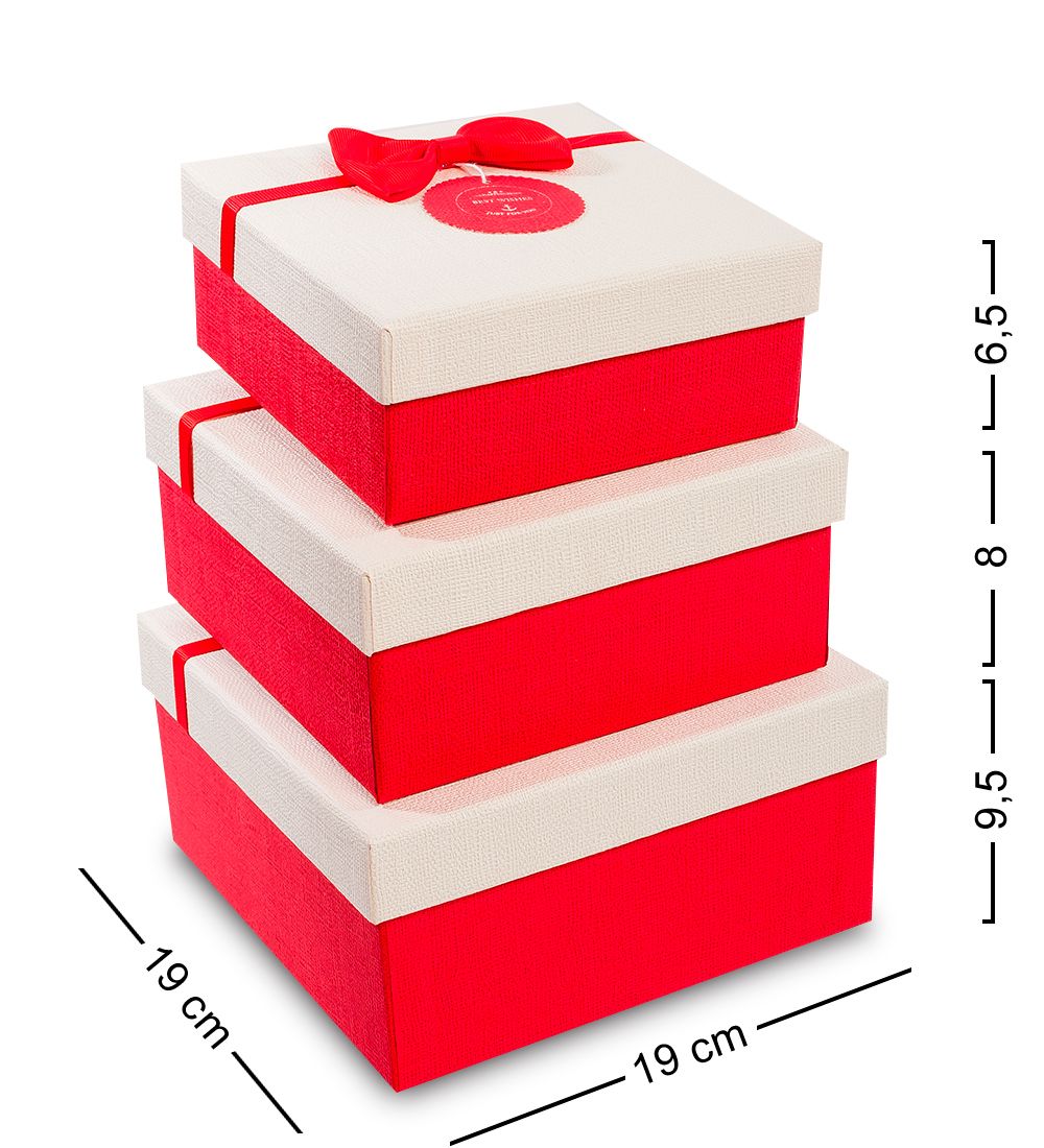WF-32-B Набор коробок из 3шт «Прямоугольник» цв.красн./бел.