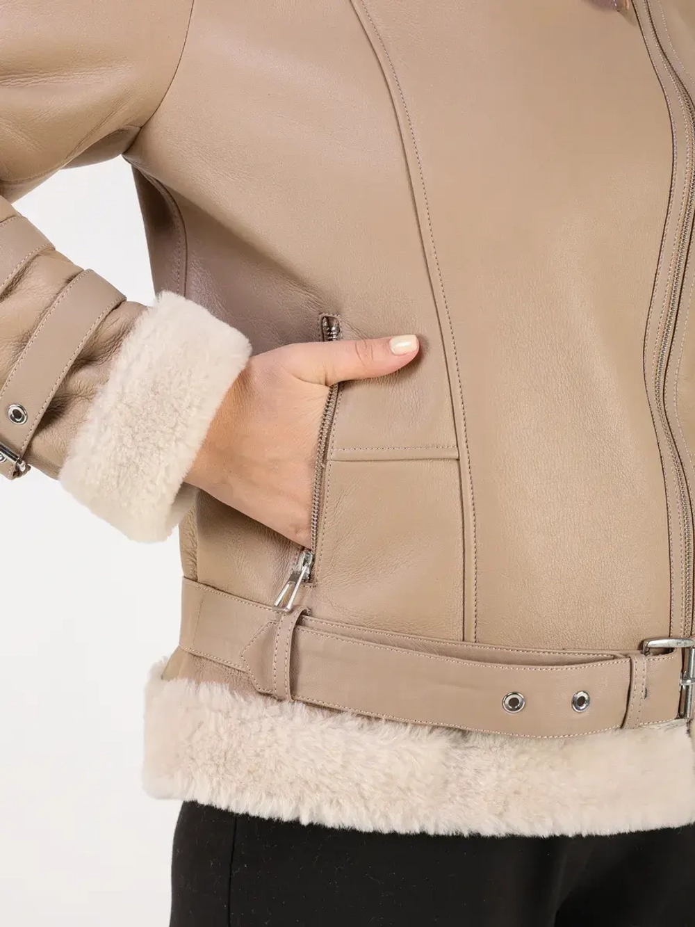 Дубленка зимняя натуральная короткая авиатор