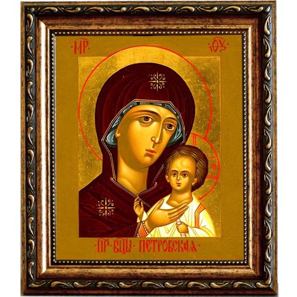 Петровская икона божьей матери на холсте.