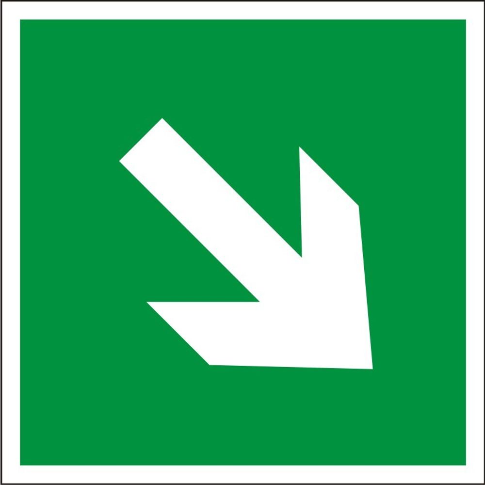 Знак Е02-02 Направляющая стрелка под углом 45 градусов (эвакуационная) (табличка, наклейка)