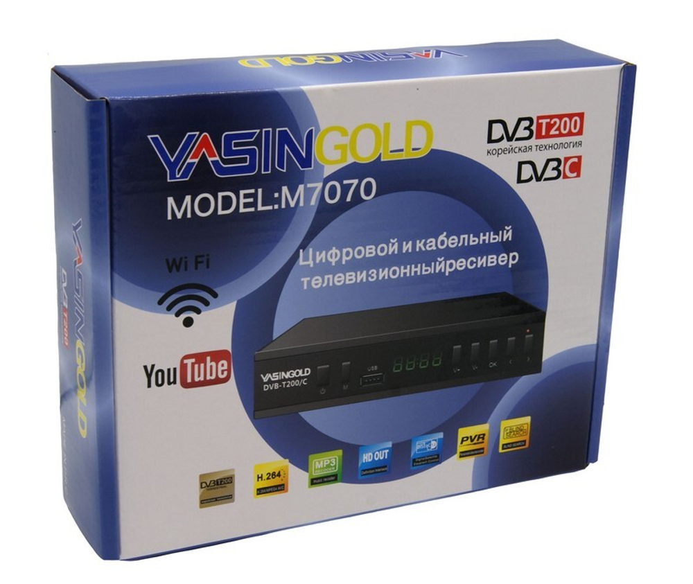 Цифровая ТВ приставка DVB-T-2 YASIN GOLD M7070 (Wi-Fi) + HD плеер