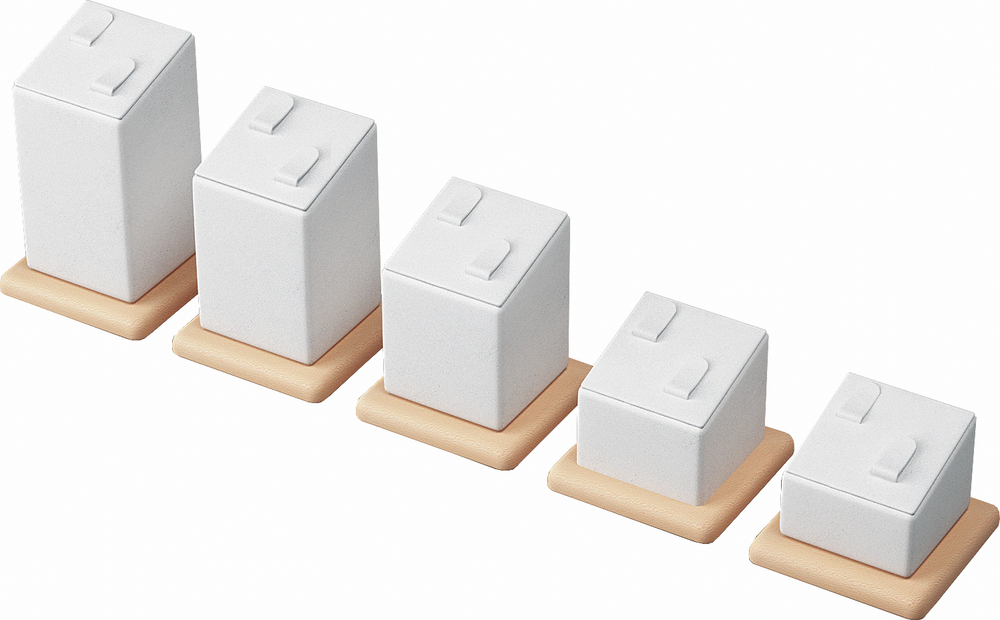 Набор подставок для 10 колец/кубик/2 вертикальных язычка/основание/ф.№6 (резинка)/Н-40,50,60,70,80 мм.