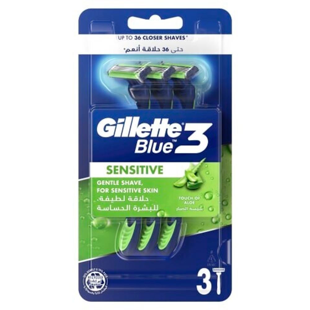 Gillette Станок бритвенный Blue 3 Sensitive, одноразовый, 3 шт