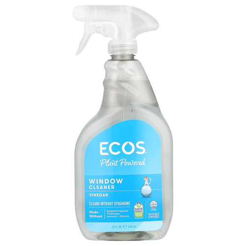 Earth Friendly Products, Ecos®, средство для мытья окон на растительной основе, уксус, 650 мл (22 жидк. унции)