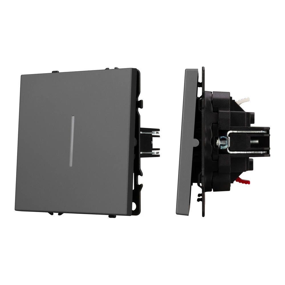 Механизм выключателя одноклавишный непроходной LED SWT-NOBE-MK01-SFPL-L-GR (230V, 10A) (Arlight, Серый базальт) 054260