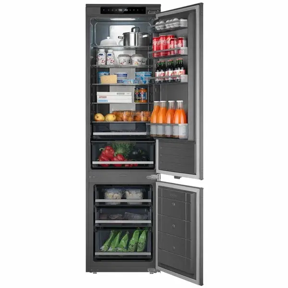 Встраиваемый двухкамерный холодильник Weissgauff WRKI 2000 Total NoFrost Inverter Premium Ecofresh Inox (q)