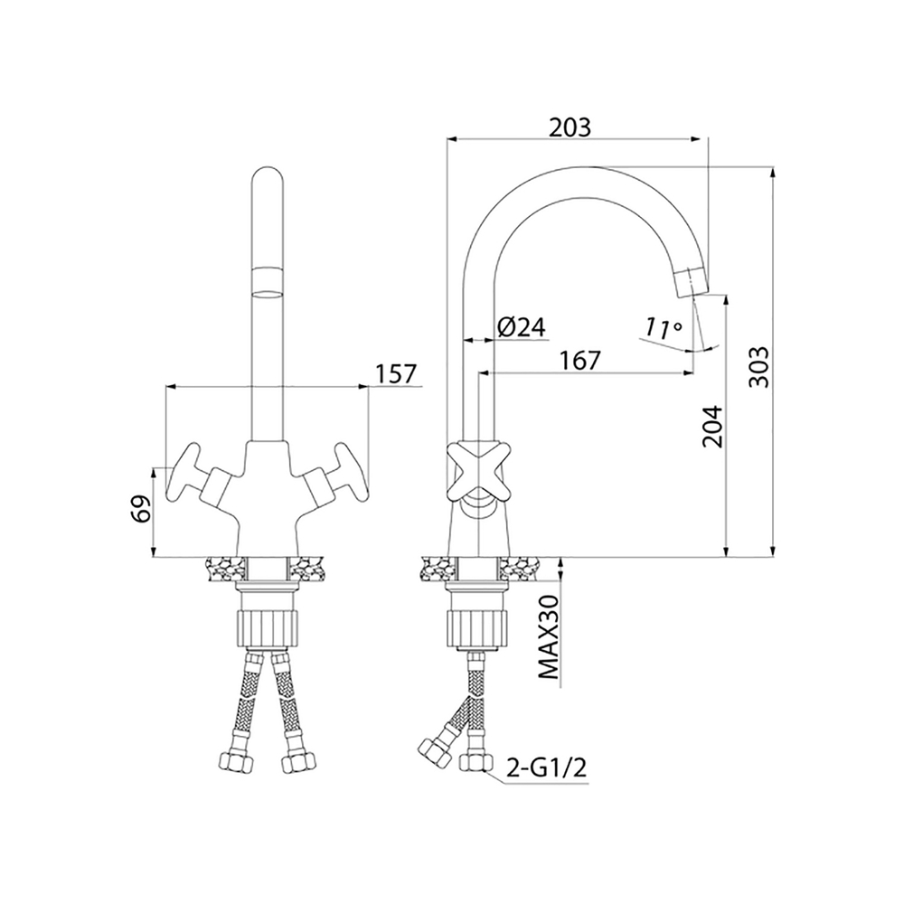 Смеситель для кухни 1/2 кер  IDDIS ACRSB00i05 "Acros" высокий пов. излив ХРОМ