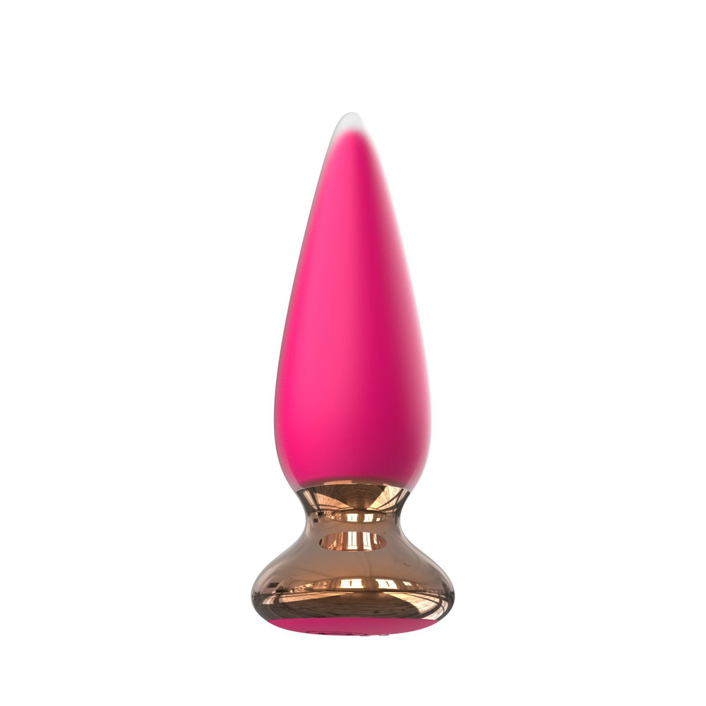 Розовая анальная вибропробка Anal Plug с пультом ДУ - 12 см. (Цвет: розовый)