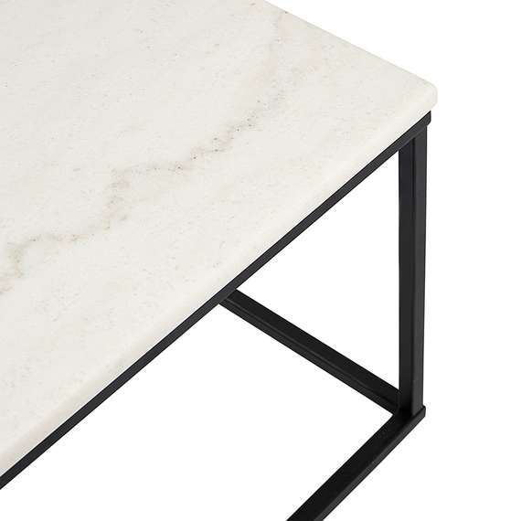 Столик журнальный Mayen, 90х40х35 см, белый мрамор/черный