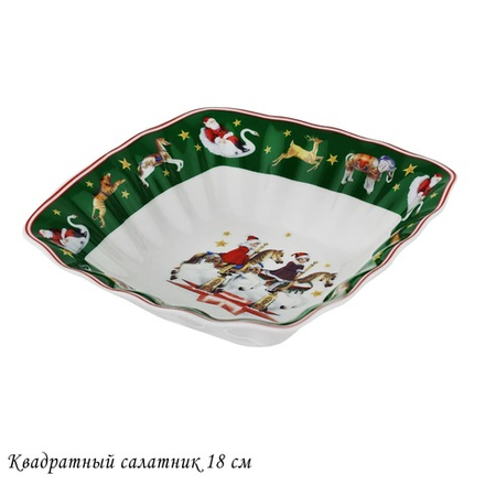 Lenardi 305-180 Квадратный салатник 15х4см НОВЫЙ ГОД в под.уп.(х36)Фарфор