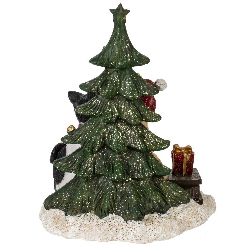 GAEM Фигурка декоративная с подсветкой "Кошечки и ёлка", L12,5 W10 H16 см