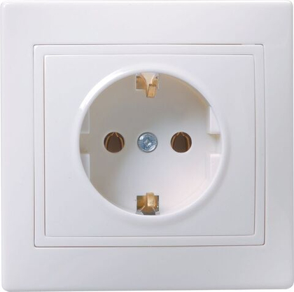 Розетка 1-местная РС10-3-КБ с заземлением без защитной шторки 16А керамика КВАРТА белый IEK