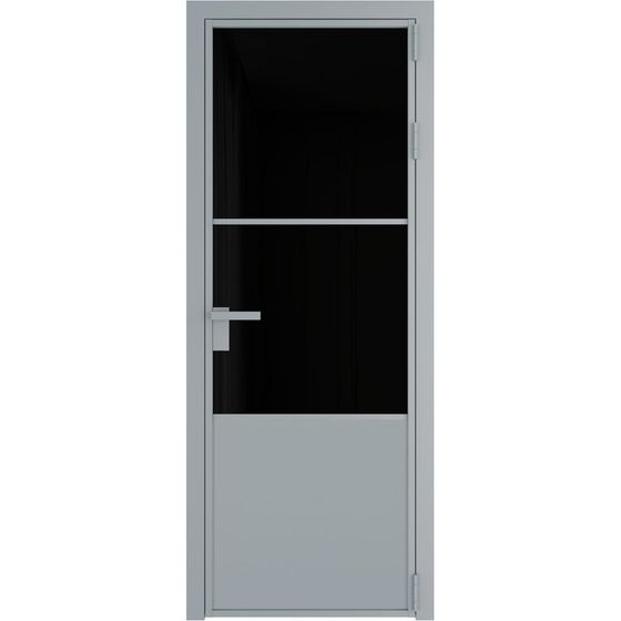 Алюминиевая дверь 20AG серебро стекло чёрный триплекс