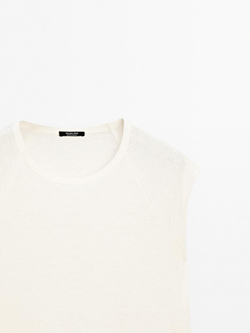 Massimo Dutti Футболка из 100% льна, светло-желтый