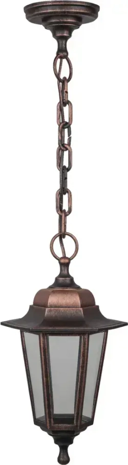 Светильник уличный Navigator 80 485, 6 граней, цоколь E27, IP44, подвесной, черный под медь