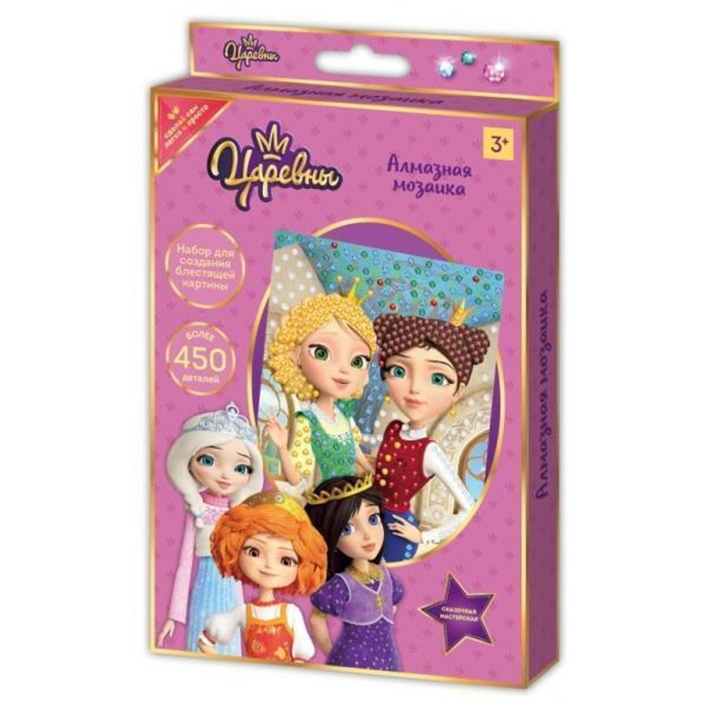 Алмазная мозаика 10*15 см Царевны (Василиса и Даша), цв. коробка в кор.40шт (Мультиарт)