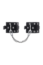Черные кожаные однослойные оковы с люверсами (Цвет: черный)