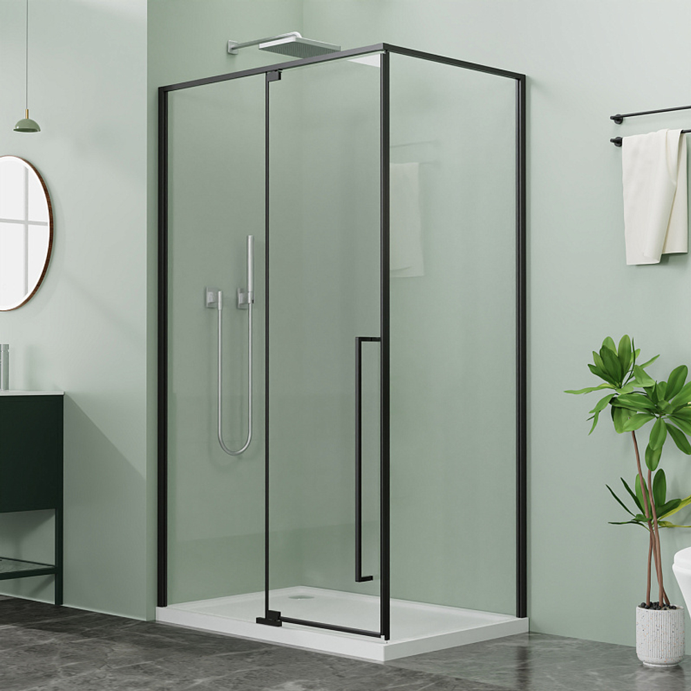 Душевое ограждение Azario MALE 900х900х1950 прозрачное стекло 6 мм, профиль черный матовый (AZ-J50-90-MB-CL)