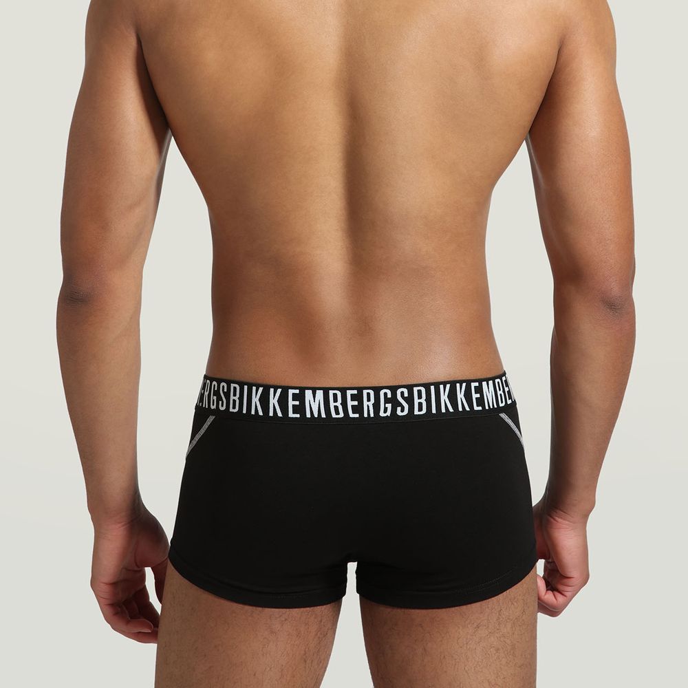Мужские трусы хипсы набор 2 в 1 черные Bikkembergs BKK1UTR06BI1111