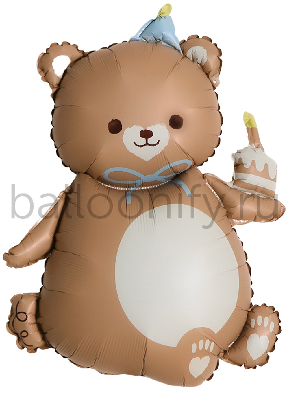 Шар (39''/99 см) Фигура, Мишка с кексиком, Бежевый, Сатин, 1 шт.