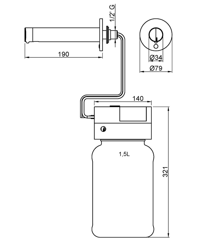 Диспенсер для мыла сенсорный 1500 мл. латунь EVOMATIC 03313.B глянцевый