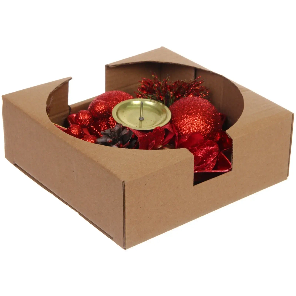 Подсвечник новогодний «Изящный вечер» 20 см, Красный