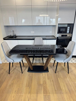 Кухонный раскладной стол "Прадо" черный мрамор и 4 стула Сорренто