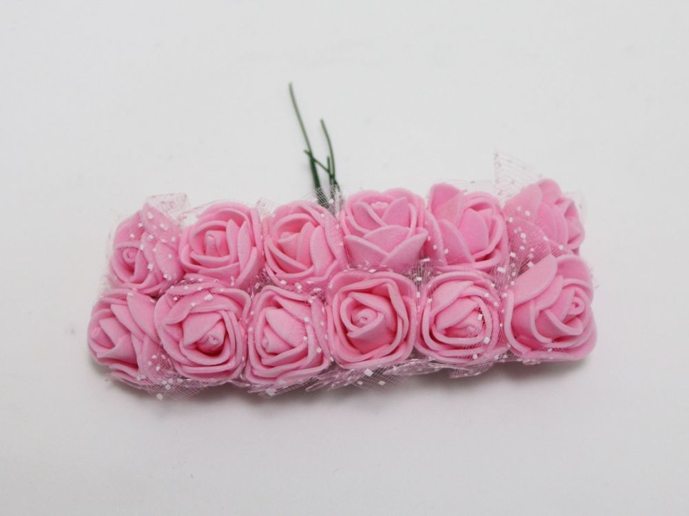 Цветы из фоамирана с органзой, 25 мм, 6х12шт, цвет: светло-розовый