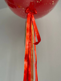 Большой стеклянный шар Милфа красный/золото №3255