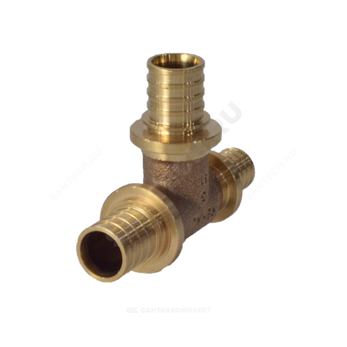 Тройник для PE-X труб аксиальный бронза Дн 25х25х16 переходной RAUTITAN PLATINUM RX Rehau 13777401001