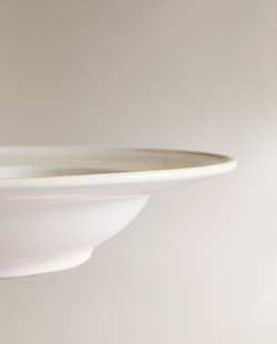 Zara Home тарелка из каменной керамики, цвет бежевый, 27 см