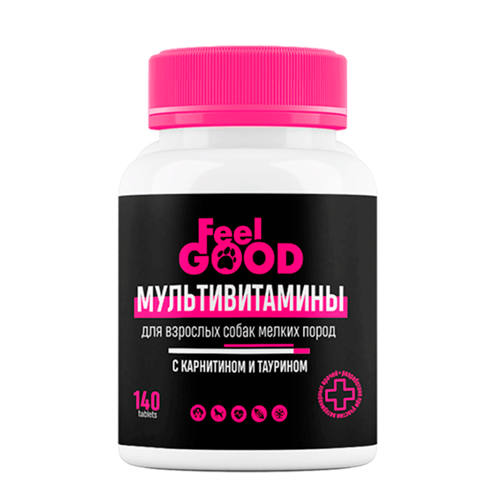 Мультивитамины FeelGOOD с карнитином и таурином для взрослых собак мелких пород, 140 таб. (ФилГуд)