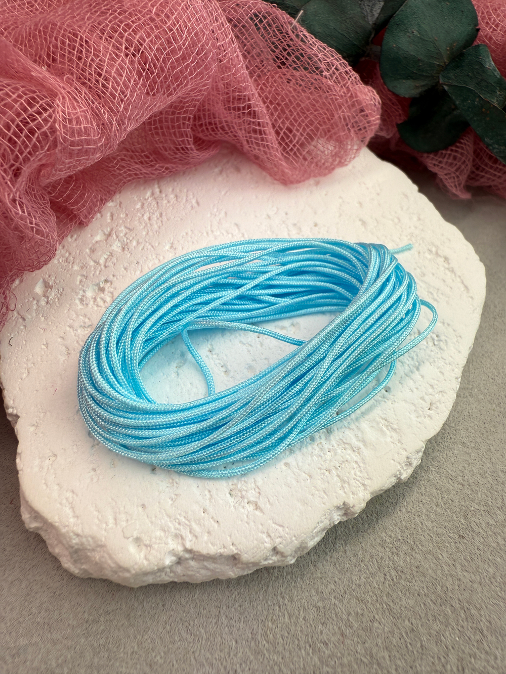 Шнур для плетения браслетов 0,8 мм, Голубой (5 м)