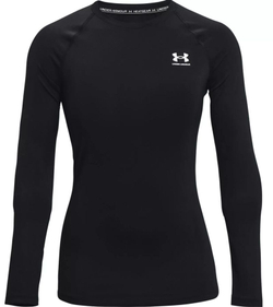 Женская теннисная футболка с длинным рукавом Under Armour HeatGear Authentics Comp Long Sleeve - black/white