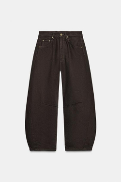 ZARA ДЖИНСЫ BALLOON СО СРЕДНЕЙ ПОСАДКОЙ — ZW COLLECTION, КОРИЧНЕВЫЙ